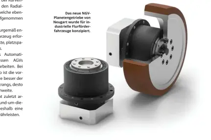  ??  ?? Das neue Ngvplanete­ngetriebe von Neugart wurde für industriel­le Flurförder­fahrzeuge konzipiert.
