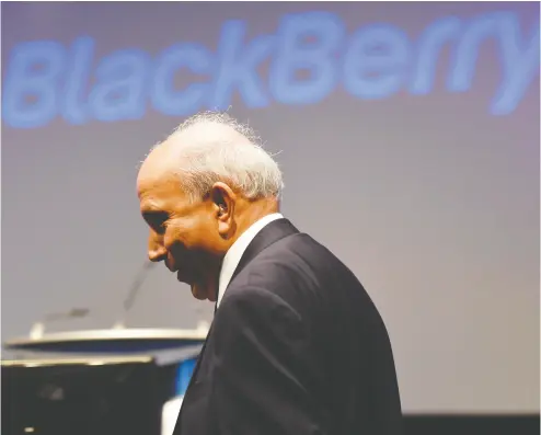  ?? FRANK GUNN / THE CANADIAN PRESS FILES ?? Chief executive of Fairfax Financial Holdings Prem Watsa owns 8.3 per cent of Blackberry shares. The run-up in
Blackberry shares this year would drive a pre-tax gain of about US$1.16 billion for Fairfax, one analyst says.