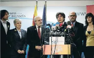  ?? JASPER JUINEN / GETTY ?? Puigdemont durante la rueda de prensa que ofreció ayer en Bruselas