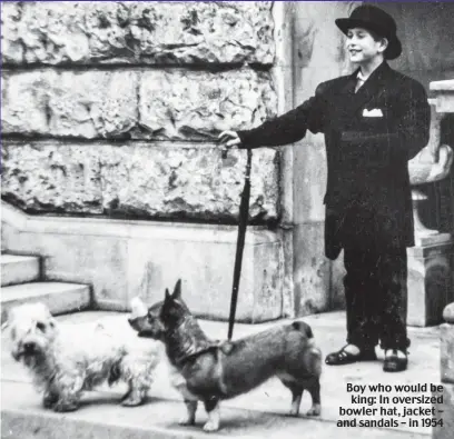  ?? ?? Boy who would be king: In oversized bowler hat, jacket – and sandals – in 1954