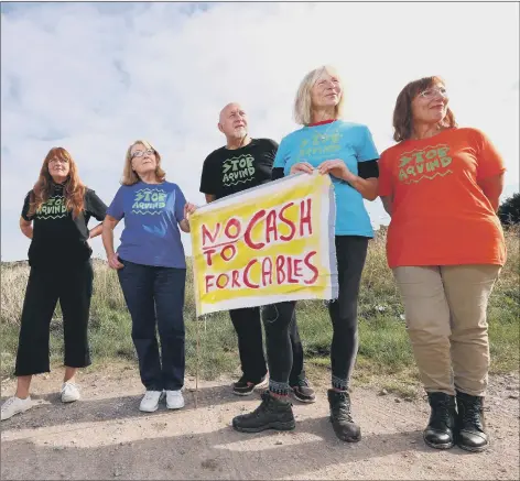  ?? Picture: Chris Moorhouse ?? STANCE Let’s Stop Aquind protesters at Fort Cumberland car park, Eastney