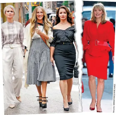  ?? ?? Pictures:WARNERBROS/WIREIMAGE
They’re back: From left, Cynthia Nixon, Sarah Jessica Parker and Kristin Davis but not Kim Cattrall