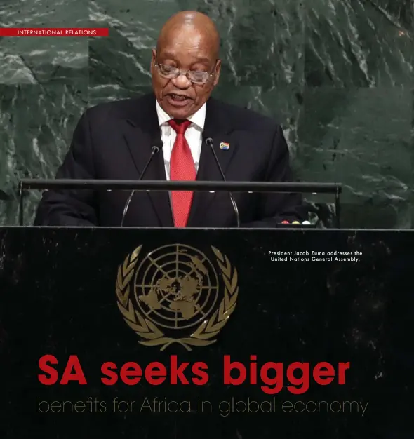  ??  ?? President Jacob Zuma addresses the United Nations General Assembly.