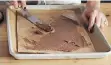  ??  ?? Spread salted milk chocolate ganache to create rolled layers.