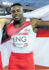  ??  ?? Harry Aikines-Aryeetey after winning relay silver at the 2014 Commonweal­th Games.