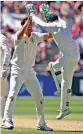 ??  ?? Mitchell Starc celebrates an English wicket.