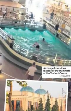  ??  ?? An image from video footage of the swimmers at the Trafford Centre