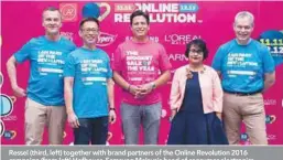  ??  ?? Ressel (third, left) together with brand partners of the Online Revolution 2016 campaign (from left) Hofbauer, Samsung Malaysia head of consumer electronic­s Jimmy Tan, Guha and Vinda Group (Drypers) commercial director Tony Sperrin at the campaign...