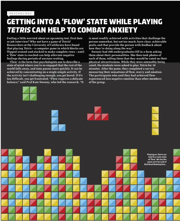  ??  ?? Playing on Tetris can lead to a calm state of ‘flow’. We bet the same can’t be said of Red Dead Redemption…