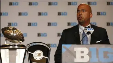  ?? TAE‑GYUN KIM — THE ASSOCIATED PRESS ?? Penn State head coach James Franklin speaks to the media at the Big Ten media days on July 25 in Chicago.