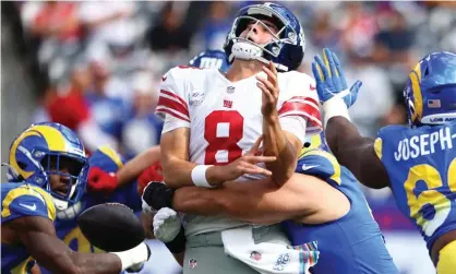  ?? ?? Daniel Jones has had an uneven start to his NFL career. Photograph: Rich Schultz/Getty Images