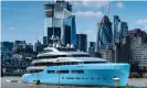  ?? Photograph: Robert Evans/Alamy ?? Joe Lewis’s yacht Aviva III moored on the Thames.