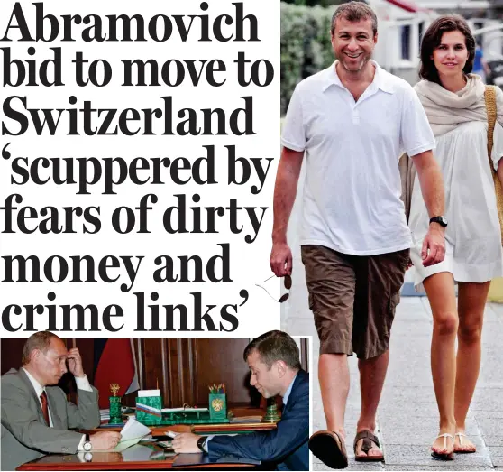  ??  ?? Close friends: Abramovich holds a meeting with Russia’s Vladimir Putin in 2005 Ex-wife: With Dasha Zhukova before their split