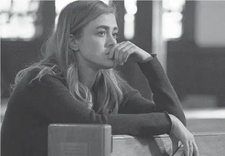  ??  ?? Michaela (Melissa Roxburgh) reconnects with her faith when faced with an unexplaina­ble mystery in “Manifest.” VIRGINIA SHERWOOD/NBC/WARNER BROS.