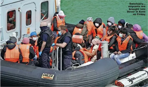  ?? Pictures: GARETH FULLER/PA ?? Sanctuary... migrants are brought into Dover in Kent on Friday