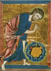  ??  ?? Divine purpose A compass is depicted as a symbol of God’s act of creation in a 13th-century manuscript.The study of nature was seen “as a way of getting closer to the mind of God”, says Seb Falk