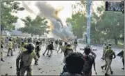  ?? DHEERAJ DHAWAN/HT PHOTO ?? Agitators and police personnel clash during a protest against CAA n in Lucknow on December 19, 2019.