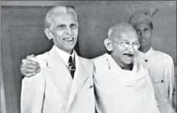  ?? UNIVERSAL IMAGES GROUP VIA GETTY ?? Muhammad Ali Jinnah and MK Gandhi in 1946