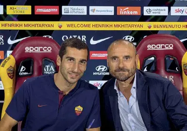  ??  ?? Armeno
Henrikh Mkhitaryan, 30 anni, e il d.s.Gianluca Petrachi, 50. L’armeno è stato l’ultimo acquisto al calciomerc­ato