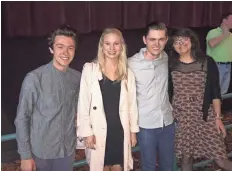  ??  ?? From left, Griffin Rone, Shelby and Will Tucker and Christina Vartosis were at the “Sun Records” watch party at the Malco Paradiso.