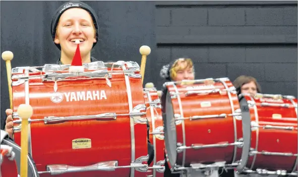  ?? SARA ERICSSON ?? Ryan Bramwell is a Grade 10 student at West Kings and is one of 18 members of the school’s drumline program, led by music teacher Heather Davis. Bramwell is one of the group’s most energetic performers, and says the allows everyone “to be quirky – everybody else is equally as weird as you.”