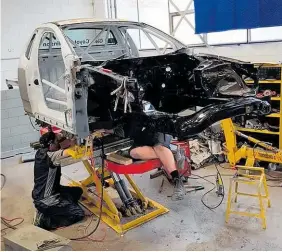  ?? Picture / Supplied, Panorama Motorsport ?? Glen Collinson’s Falcon ute after having been stripped down, with its new nose fitted.