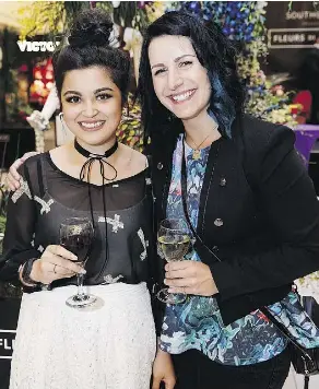  ??  ?? The celebratio­n featured wines by Alive. Kaitlin Tymko, left, and Breanne Kshyk were among many visitors taking part.