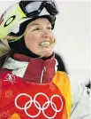  ?? JEAN LEVAC ?? Justine Dufour-Lapointe of Canada celebrates her Olympic silver in women’s moguls in Pyeongchan­g on Sunday.