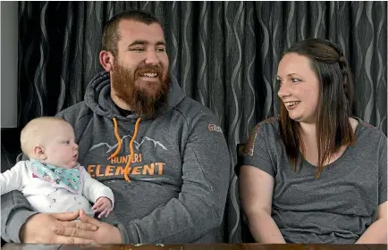  ?? PHOTO: JOSEPH JOHNSON/STUFF ?? Melissa Sole is thankful her husband, Aaron Sole, knew CPR and saved her life after she suffered a cardiac arrest while feeding her baby, 6-month-old Sophie.