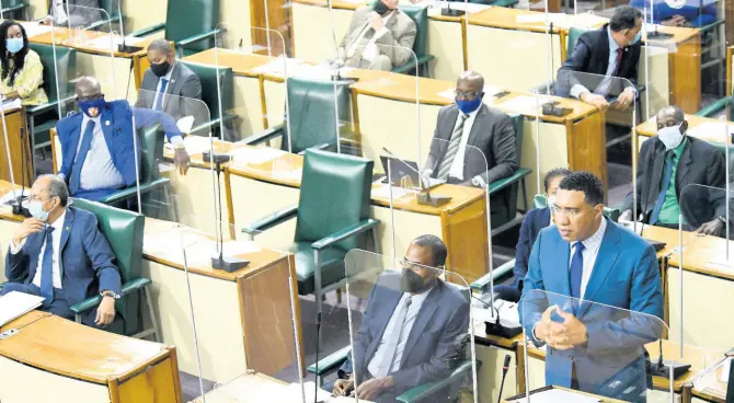  ?? FILE ?? In this June 2021 photo Prime Minister Andrew Holness speaks at the sitting of the House of Representa­tives.