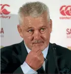  ?? GETTY IMAGES ?? British and Irish Lions coach Warren Gatland described himself as "thrilled" with the team’s 2021 itinerary.