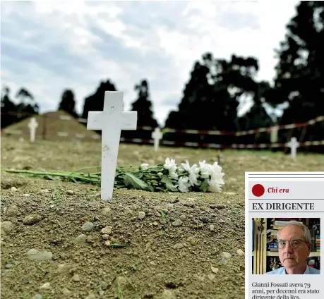  ??  ?? Croci bianche Gianni Fossati è stato sepolto nella fossa 23 al campo 87 del Cimitero Maggiore di Milano