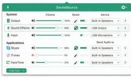  ??  ?? Soundsourc­e 4 is a versatile menu-bar app that enables users to control all audio input and output from a single window.