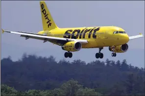  ?? (AP) ?? A Spirit Airlines 319 Airbus approaches Manchester Boston Regional Airport for a landing in Manchester, N.H., in June 2023.