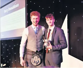  ?? ?? Presentati­on Cammy Wilson, left, with Rory Donaldson at last week’s awards ceremony