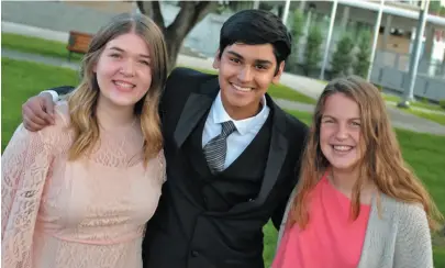  ?? CITY OF PRINCE GEORGE HANDOUT PHOTO ?? The City of Prince George honoured the 2019 Youths of the Year – Ashlee Hick, Qais Khan and Sylvia Masich, as well as Juri Sudo-Rustad, not pictured – on Monday.