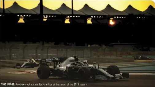  ??  ?? THIS IMAGE: Another emphatic win for Hamilton at the sunset of the 2019 season.