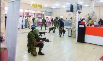 ??  ?? NAF Special Forces personnel in the Terminal Building of the Mallam Aminu Kano Internatio­nal Airport during ‘Exercise STEEL DOME 2’