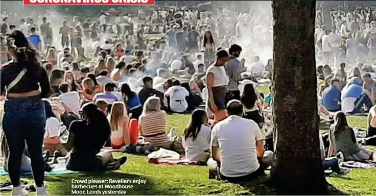  ??  ?? Crowd pleaser: Revellers enjoy barbecues at Woodhouse Moor, Leeds yesterday