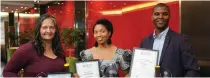  ?? HENK KRUGER African News Agency (ANA) ?? Jacqueline Julie, left, Lisa Ndyalivani and Vincent Zokufa were the top three winners in the Small Business Academy awards.|