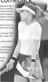  ?? AFP PHOTO ?? Canada’s Eugenie Bouchard reacts after a point against Coco Vandeweghe of the US during their women’s singles third round match on day five of the Australian Open tennis tournament in Melbourne on Friday.