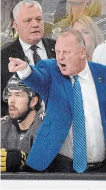  ?? ASSOCIATED PRESS FILE PHOTO ?? The Vegas Golden Knights fired head coach Gerard Gallant after the club lost its fourth game in a row and fell out of a playoff spot in the NHL’s Western Conference.