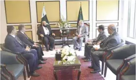  ??  ?? ISLAMABAD: The Kuwaiti delegation meets with Chairman Senate of Pakistan Raza Rabbani. — KUNA