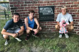  ?? Courtesty of 531 Nebraska Facebook ?? Seth Varner, Austin Schneider, and Jack McGonigal who joined them temporaril­y pose for a picture in Berwynn, NE on July 10. The group traveled through Custer County on July 10 and July 11.