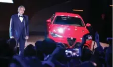 ??  ?? At the launch of the Alfa Romeo Giulia, famed Italian tenor Andrea Bocelli serenaded the car and read a love poem dedicated to it.