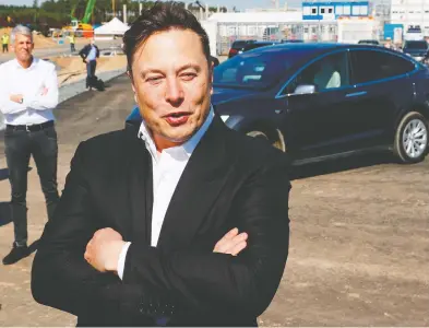  ?? ODD ANDERSEN / AFP VIA GETTY IMAGES FILES ?? Tesla CEO Elon Musk's bold promises to cut cobalt from the batteries of his electric cars use are making it difficult for Toronto-based First Cobalt Corp., which could produce up to five per cent of world's battery grade cobalt by next year.