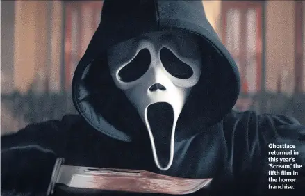  ?? Courtesy Paramount Pictures and Spyglass Media Group/TNS ?? Ghostface returned in this year’s ‘Scream,’ the fifth film in the horror franchise.