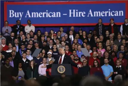  ?? BILL PUGLIANO, GETTY IMAGES ?? President Donald Trump spoke to auto workers at the American Center for Mobility in Ypsilanti, Mich., on Wednesday.