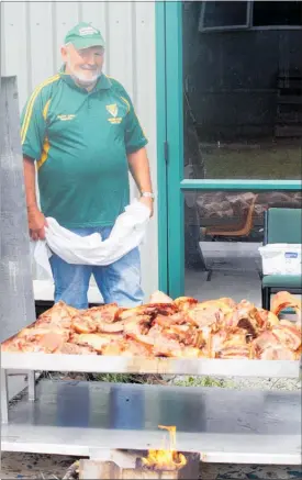  ??  ?? Eric Foster hard at work behind the scenes to make sure everyone has a tasty supper for the aftermatch function of the Eastern vs Awanui senior club rugby game at Taipa on Saturday afternoon.