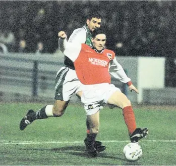  ??  ?? Opener David McCallum steers the ball home for Albion’s first goal